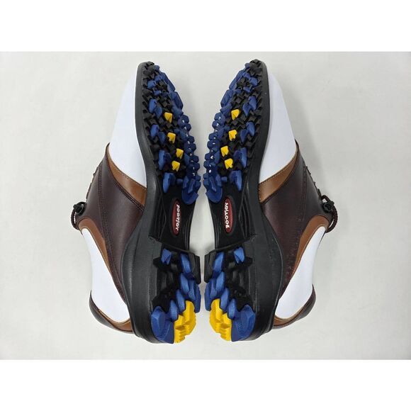 FOOTJOY SOFTJOYS BROWN WHITE LEATHER GOLF SHOES SPIKELESS MENS 9.5 M EUC - Picture 5 of 8